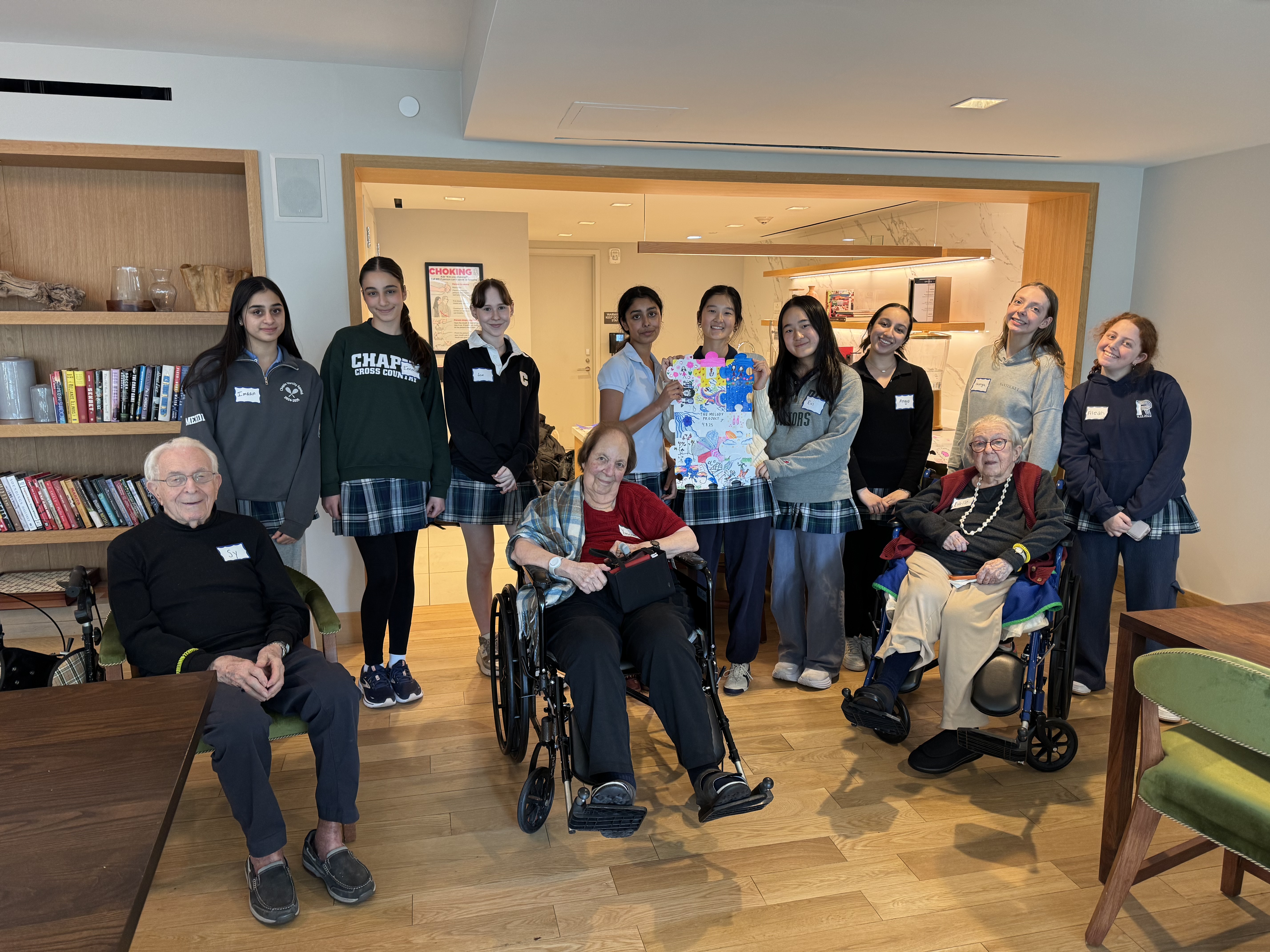 Melody Project session — Chapin students and seniors with artwork